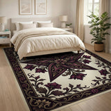 Ornate Purple Star Floral Area Rug