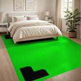 Vibrant Green Black Border Geometric Area Rug