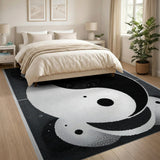 Geometric Modern Black and White Yin Yang Black White Geometric Area Rug