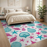Seashell Starfish Coastal Beach Rug