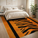 Abstract Area Orange Bold Orange Tiger Stripe Area Rug