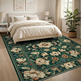 Lush Green Persian Floral Medallion Rug