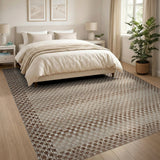 Beige and Neutral Beige Checkered Woven Area Rug