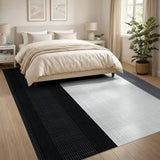 Black and White Black White Halftone Grid Area Rug