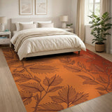 Burnt Orange Fern Leaf Area Rug