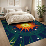 Cosmic Sunburst Teal Area Rug