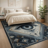 Mystical Eye Geometric Blue Teal Area Rug