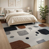 Abstract Pebble Brown Grey Area Rug