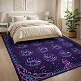 Purple Kawaii Fox Cartoon Area Rug
