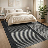 Bold Striped Black and White Bold Black White Striped Woven Area Rug