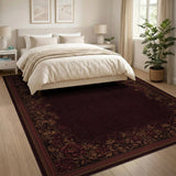 Red Deep Red Floral Vintage Area Rug