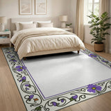 Purple Purple Floral Ornate Border Area Rug