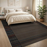 Geometric Modern Brown Tan Plaid Woven Area Rug