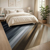 Modern Grey Diagonal Stripe Area Rug