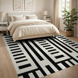 Black and White Bold Stripe Bold Black White Geometric Stripe Area Rug