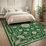 Green Elegant Green Floral Medallion Area Rug