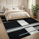 Modern Black White Geometric Area Rug