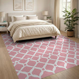 Blush Pink Geometric Trellis Area Rug