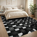 Geometric Modern Black White Woven Geometric Area Rug
