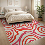 Vibrant Red Vibrant Red Swirl Abstract Area Rug