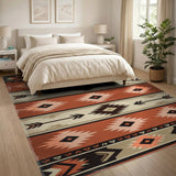 Brown and Tan Terracotta Southwestern Geometric Area Rug