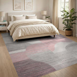 Pink Pink Grey Abstract Geometric Area Rug