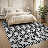Black White Intricate Persian Trellis Area Rug