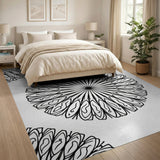 Black and White Geometric Modern Intricate Black White Mandala Area Rug