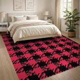 Bold Pink Black Houndstooth Area Rug
