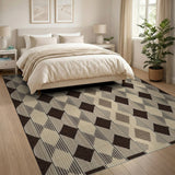 Beige Diamond Geometric Woven Area Rug