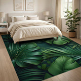 Lush Monstera Leaf Green Boho Chic Area Rug