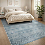 Blue and Teal Coastal Blue Striped Woven Area Rug