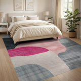 Abstract Pink Grey Organic Shapes Area Rug