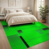Geometric Modern Green Vibrant Green Geometric Grid Area Rug