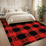 Red Black Distressed Buffalo Check Area Rug