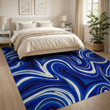 Blue and Teal Swirling Blue Abstract Area Rug