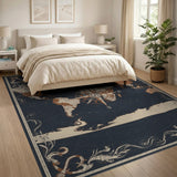Vintage World Map Compass Area Rug