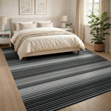 Black and White Geometric Modern Modern Black White Striped Area Rug