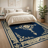 Floral Vintage Navy Blue Floral Vintage Area Rug