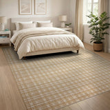 Beige Checkered Woven Area Rug