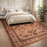 Orange Geometric Heritage Tribal Area Rug