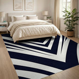 Black and White Geometric Modern Bold Black White Zigzag Geometric Rug