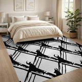 Black White Abstract Horn Lattice Area Rug