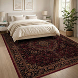Deep Red Persian Medallion Area Rug