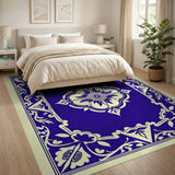 Blue and Teal Navy Blue Persian Star Medallion Area Rug