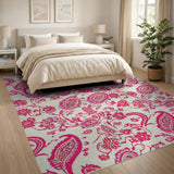 Vibrant Pink Paisley Area Rug