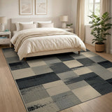 Grey Distressed Patchwork Area Rug