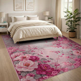 Blush Pink Rose Cherry Blossom Floral Rug