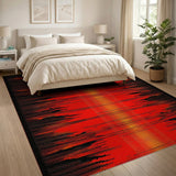 Fiery Red Black Geometric Area Rug