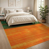 Bold Green and Orange Horizontal Striped Area Rug